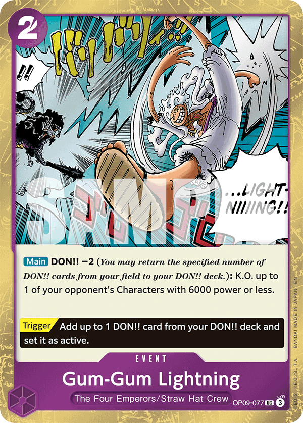 Gum-Gum Lightning (Pirate Foil) OP09-077 - Premium Booster Vol 2 PRB02 kart görseli