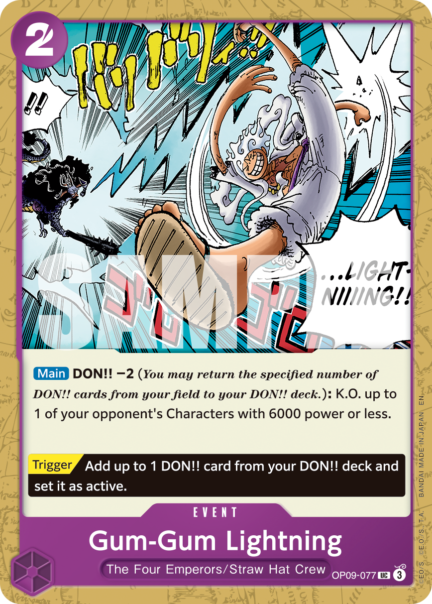 Gum-Gum Lightning (Reprint) OP09-077 - Premium Booster Vol 2 PRB02 kart görseli