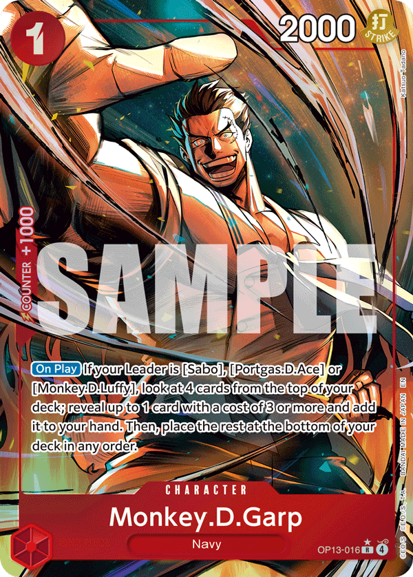 Monkey.D.Garp (Alternate Art) OP13-016 - Carrying On His Will OP13 kart görseli
