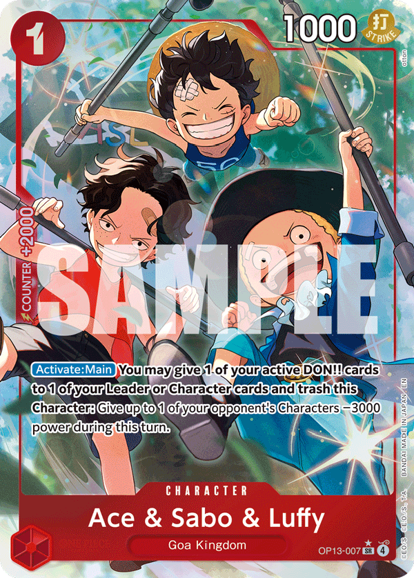 Ace & Sabo & Luffy (Alternate Art) OP13-007 - Carrying On His Will OP13 kart görseli