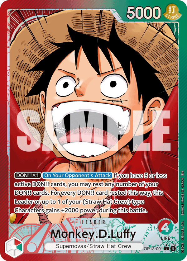 Monkey.D.Luffy (001) (Alternate Art) OP13-001 - Carrying On His Will OP13 kart görseli