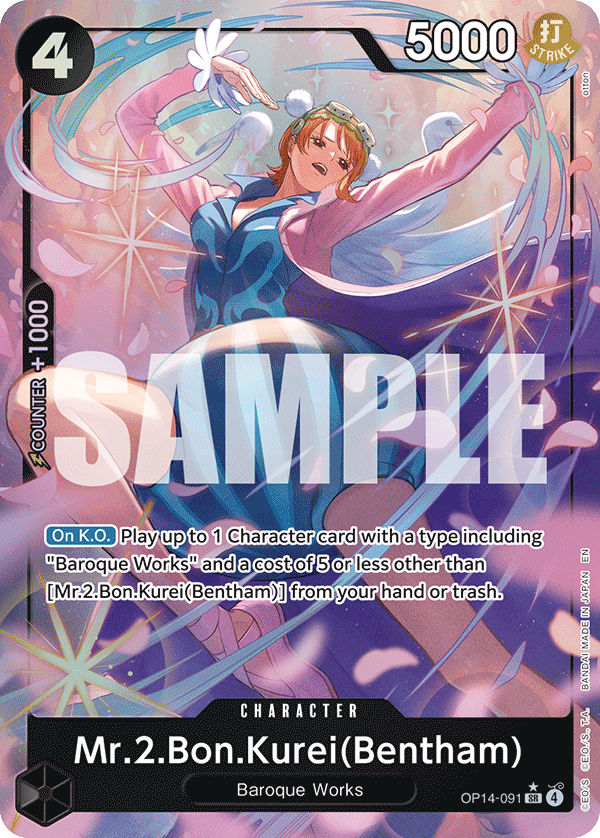 Mr.2.Bon.Kurei (Bentham) (Alternate Art) OP14-091 - The Azure Sea's Seven OP14 kart görseli