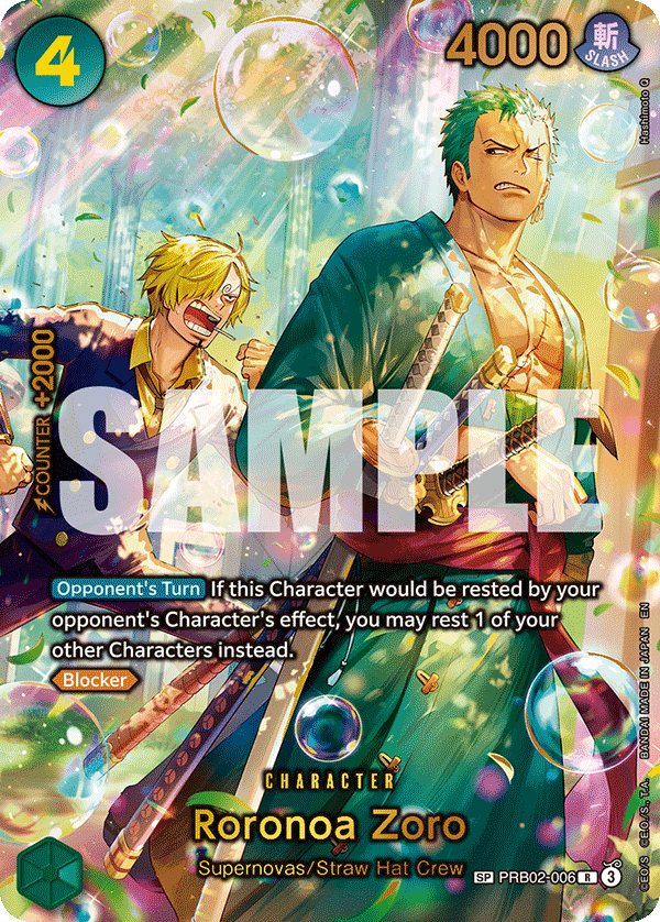 Roronoa Zoro - PRB02-006 (SP) PRB02-006 - The Azure Sea's Seven OP14 kart görseli
