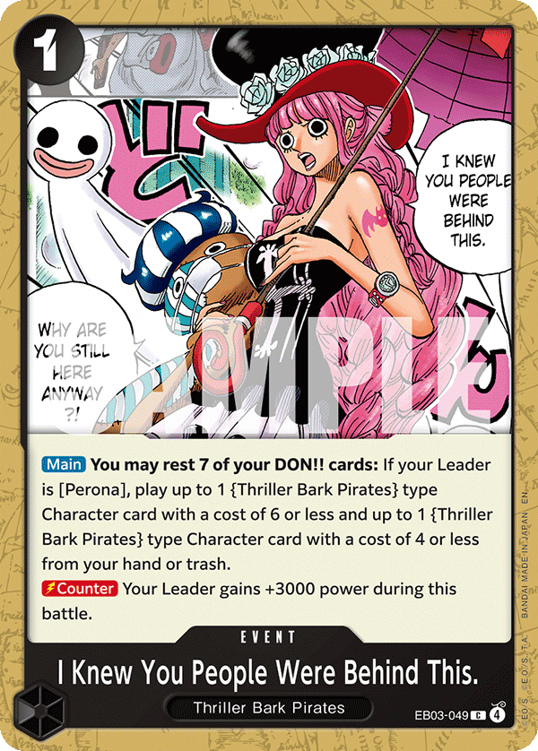 I Knew You People Were Behind This. EB03-049 - Extra Booster: One Piece Heroine's Edition EB03 kart görseli