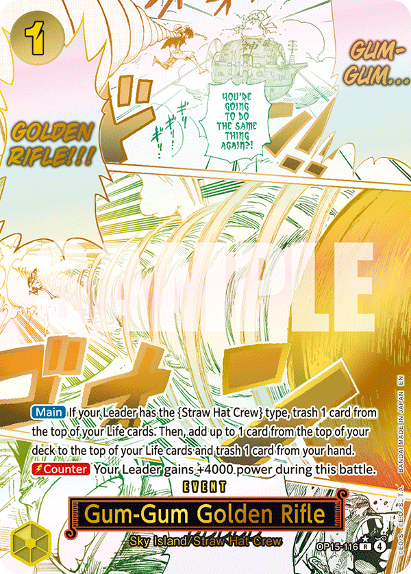 Gum-Gum Golden Rifle (Alternate Art) OP15-116 - Adventure on Kami's Island OP15-EB04 kart görseli