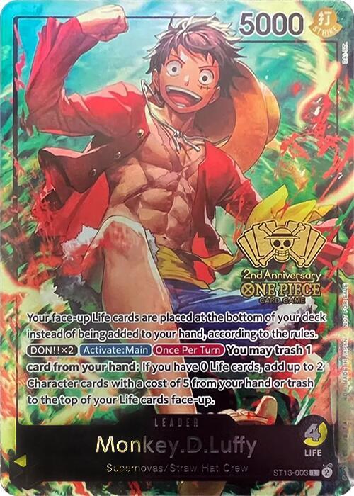 Monkey.D.Luffy (2nd Anniversary Tournament) ST13-003 - One Piece Promo kart görseli