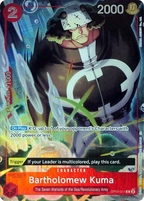 Bartholomew Kuma (Seven Warlords of the Sea Binder OP05-011 - One Piece Promo kart görseli