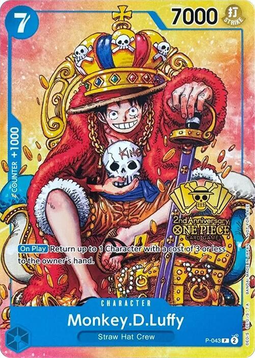 Monkey.D.Luffy (2nd Anniversary Stamped Promo) P-043 - One Piece Promo kart görseli