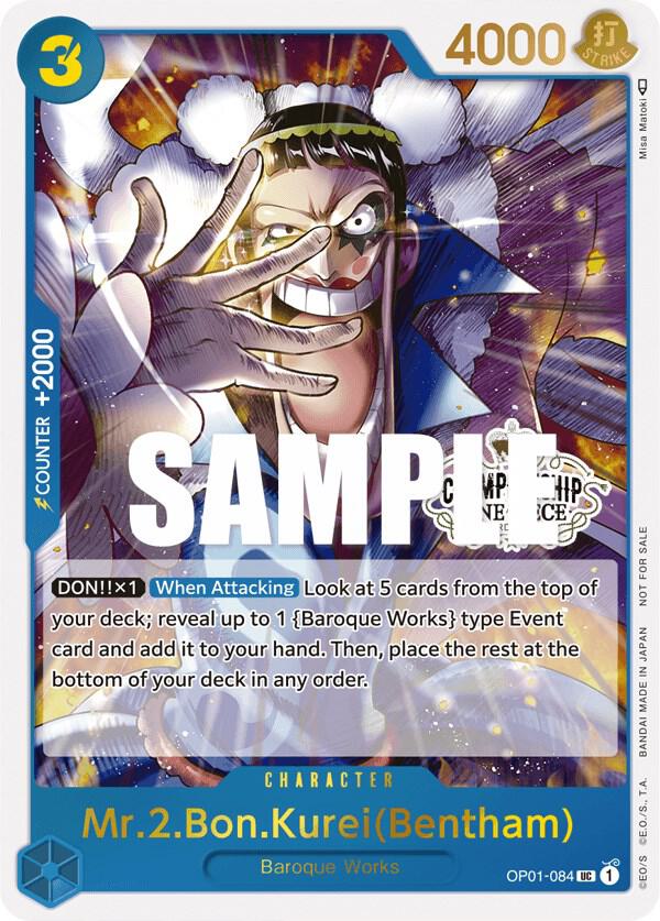 Mr.2.Bon.Kurei (Bentham) (Store Championship Parti OP01-084 - One Piece Promo kart görseli