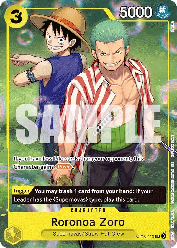 Roronoa Zoro (Learn Together Deck Set - Set Sail E OP10-113 - One Piece Promo kart görseli