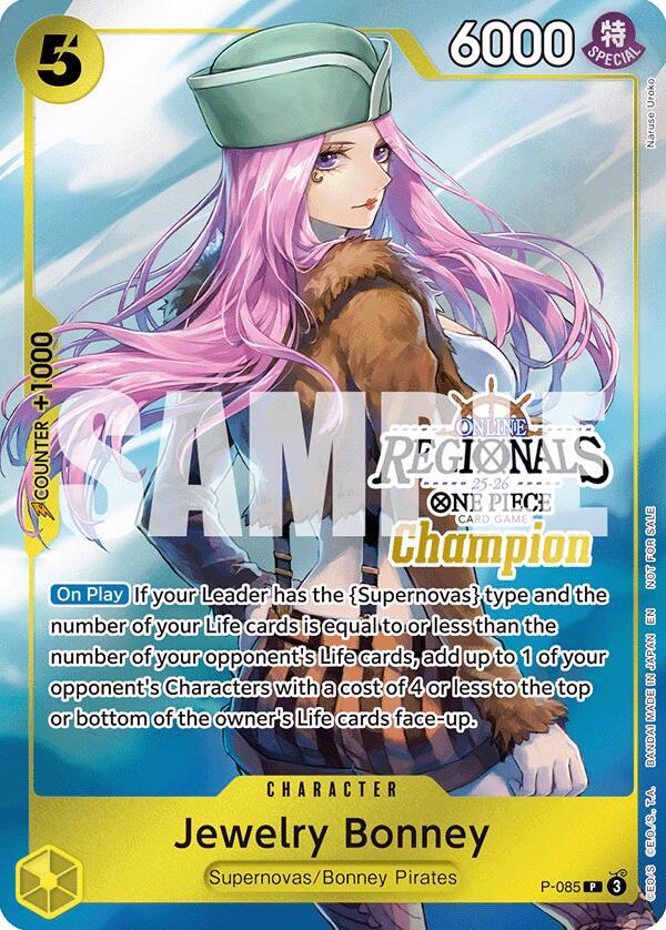 Jewelry Bonney (Online Regional Champion Card Set  P-085 - One Piece Promo kart görseli