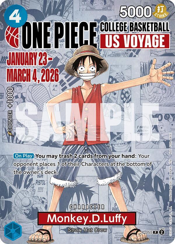 Monkey.D.Luffy (055) (College Basketball US Voyage P-055 - One Piece Promo kart görseli