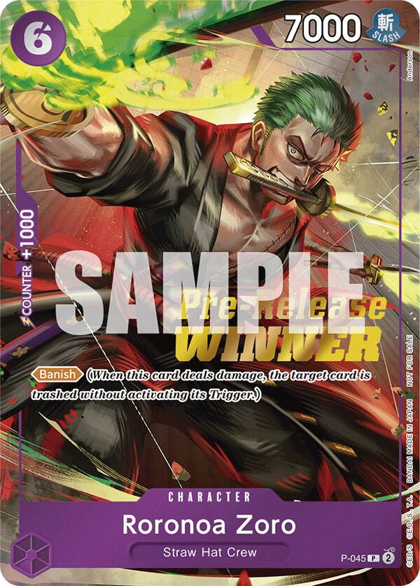 Roronoa Zoro (OP-06 Pre-Release Tournament) [Winne P-045 - One Piece Promo kart görseli