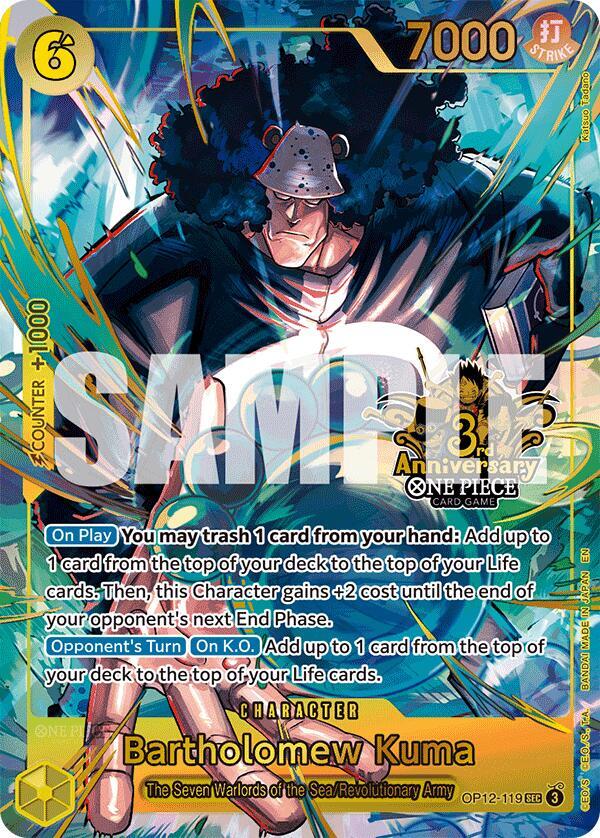 Bartholomew Kuma (Japanese Version 3rd Anniversary OP12-119 - One Piece Promo kart görseli