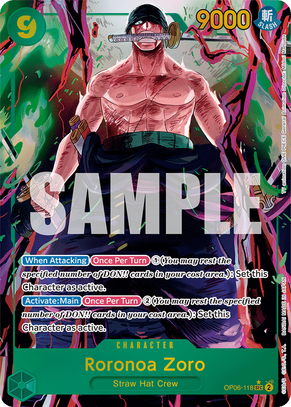 Roronoa Zoro (Alternate Art) OP06-118 - Wings of the Captain OP06 kart görseli