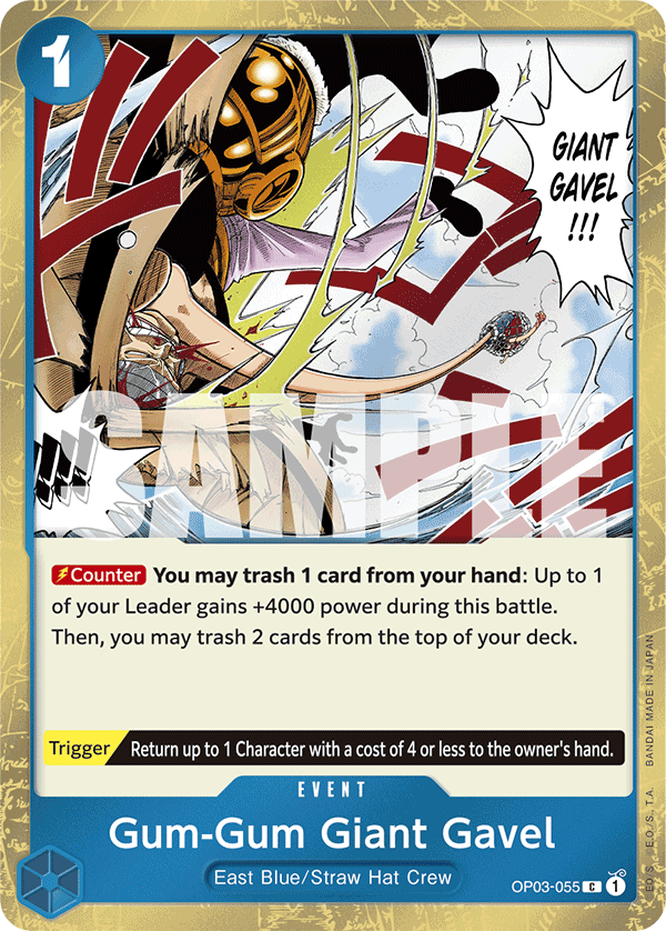 Gum-Gum Giant Gavel (Jolly Roger Foil) OP03-055 - Premium Booster PRB01 kart görseli