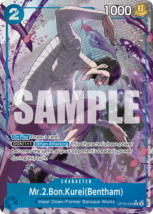 Mr.2.Bon.Kurei(Bentham) (055) (Alternate Art) OP16-055 - The Time of Battle OP16 kart görseli