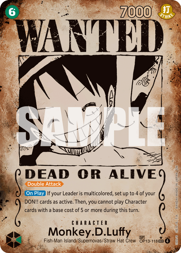 Monkey.D.Luffy (Alternate Art) OP13-118 - BOOSTER PACK -Carrying on His Will- [OP-13] kart görseli