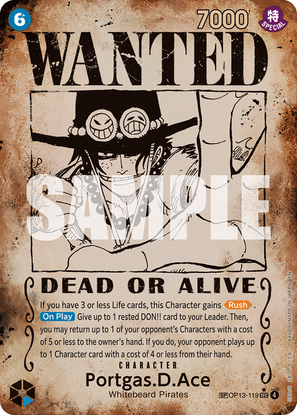 Portgas.D.Ace (Alternate Art) OP13-119 - BOOSTER PACK -Carrying on His Will- [OP-13] kart görseli