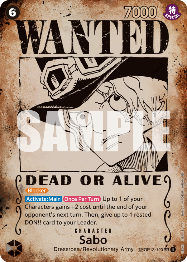 Sabo (Alternate Art) OP13-120 - BOOSTER PACK -Carrying on His Will- [OP-13] kart görseli