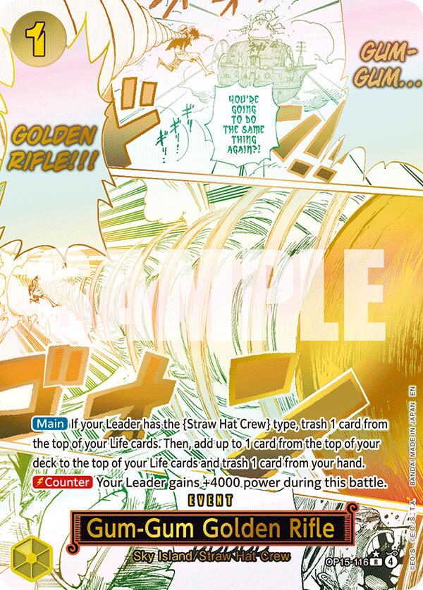 Gum-Gum Golden Rifle - Alternate Art OP15-116 - Adventure on Kami's Island OP15-EB04 kart görseli