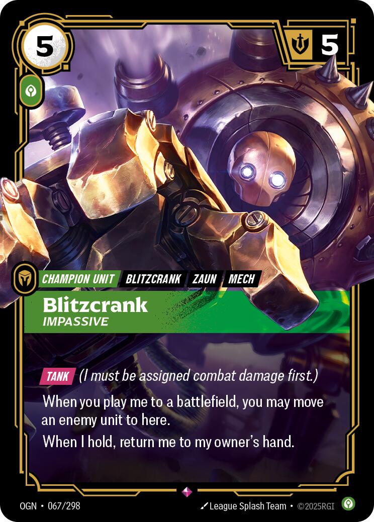 Blitzcrank - Impassive 67 - Riftbound League of Legends OGN kart görseli
