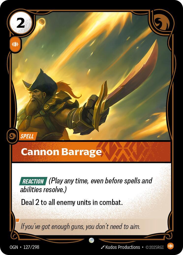 Cannon Barrage 127 - Riftbound League of Legends OGN kart görseli