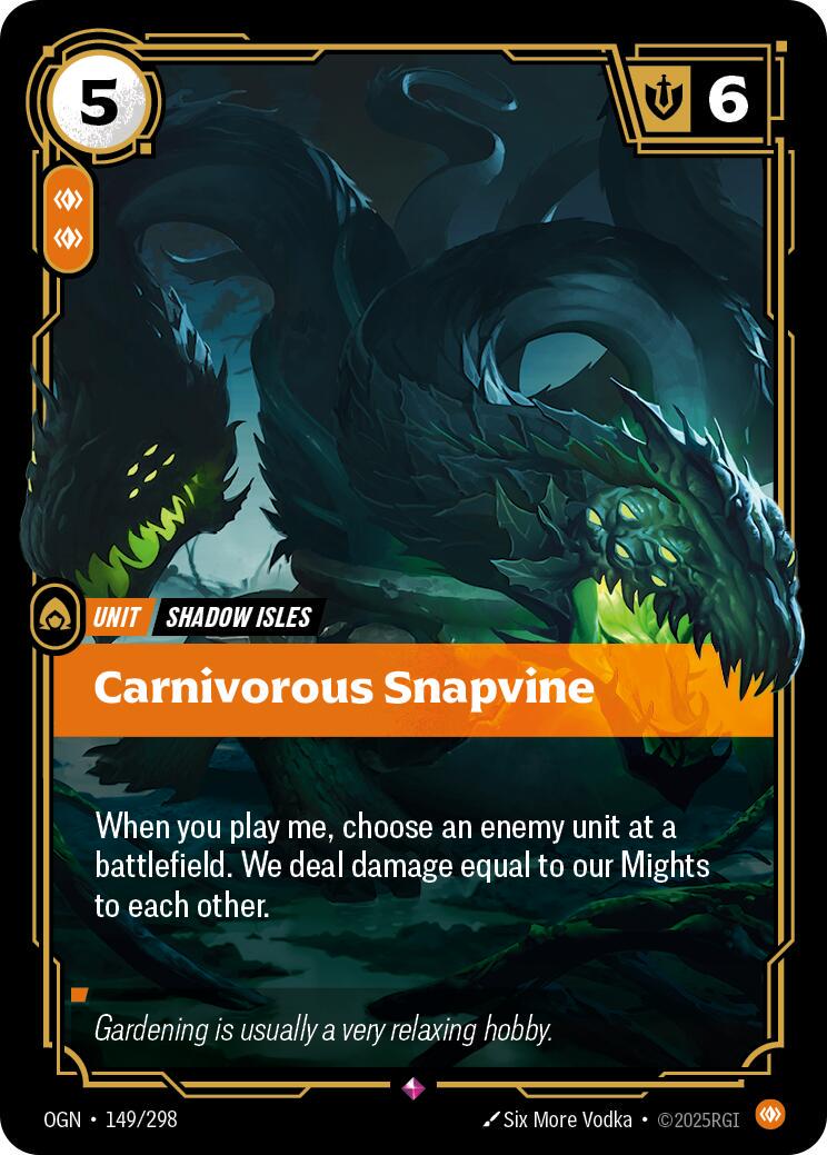 Carnivorous Snapvine 149 - Riftbound League of Legends OGN kart görseli