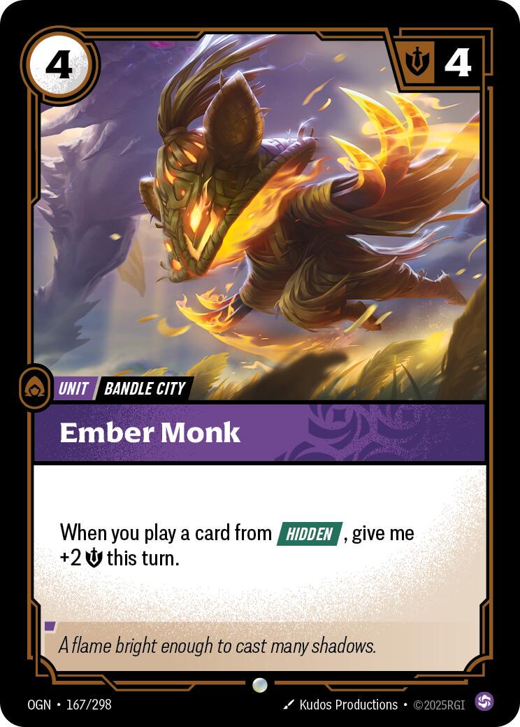 Ember Monk 167 - Riftbound League of Legends OGN kart görseli