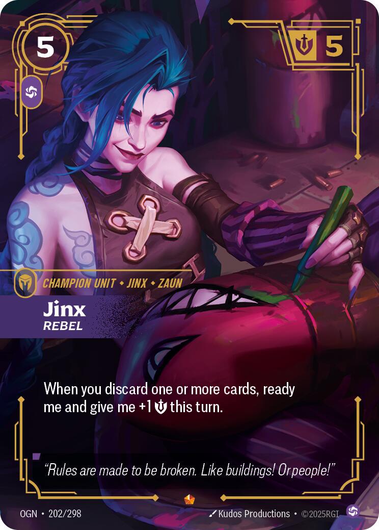 Jinx - Rebel 202 - Riftbound League of Legends OGN kart görseli