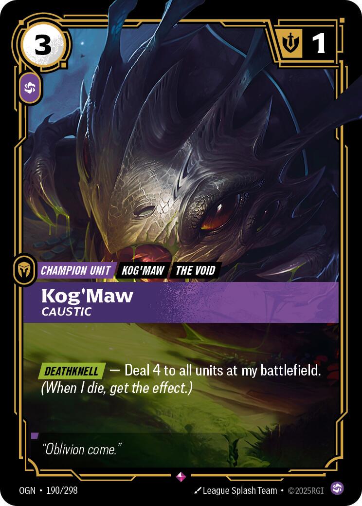 Kog'Maw - Caustic 190 - Riftbound League of Legends OGN kart görseli