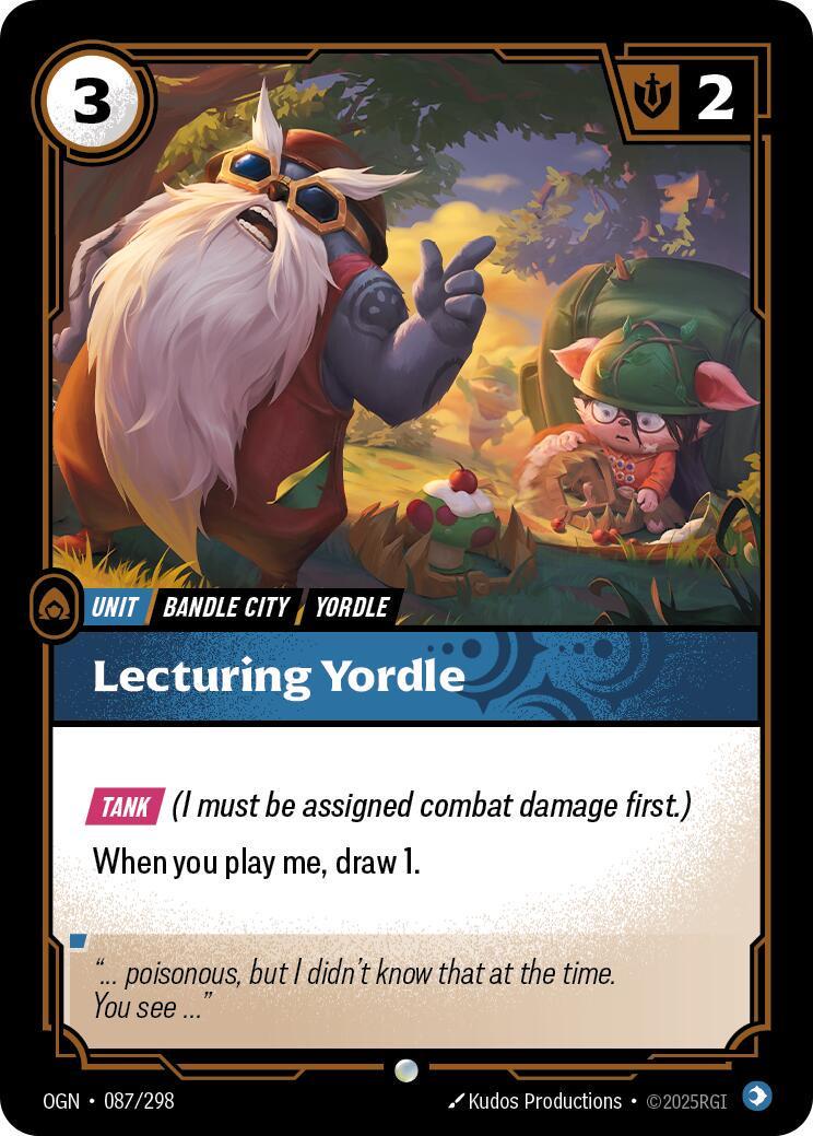 Lecturing Yordle 87 - Riftbound League of Legends OGN kart görseli
