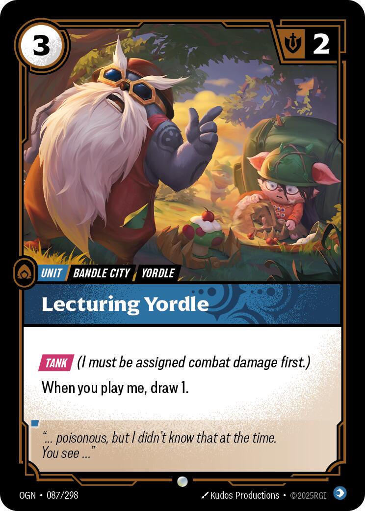 Lecturing Yordle 87 - Riftbound League of Legends OGN kart görseli
