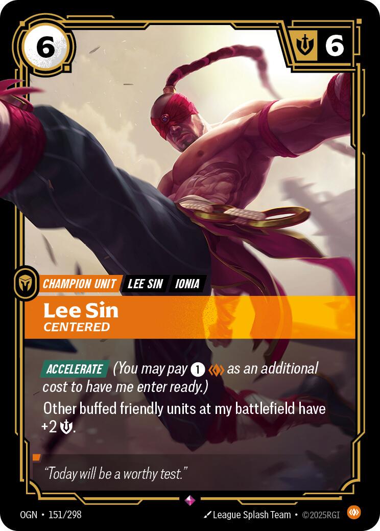 Lee Sin - Centered 151 - Riftbound League of Legends OGN kart görseli