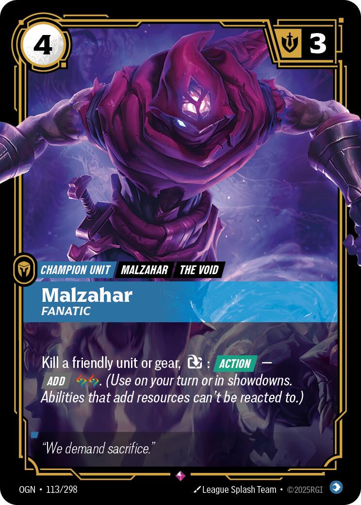 Malzahar - Fanatic 113 - Riftbound League of Legends OGN kart görseli