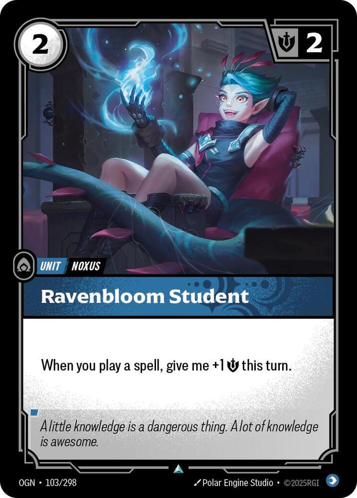 Ravenbloom Student 103 - Riftbound League of Legends OGN kart görseli