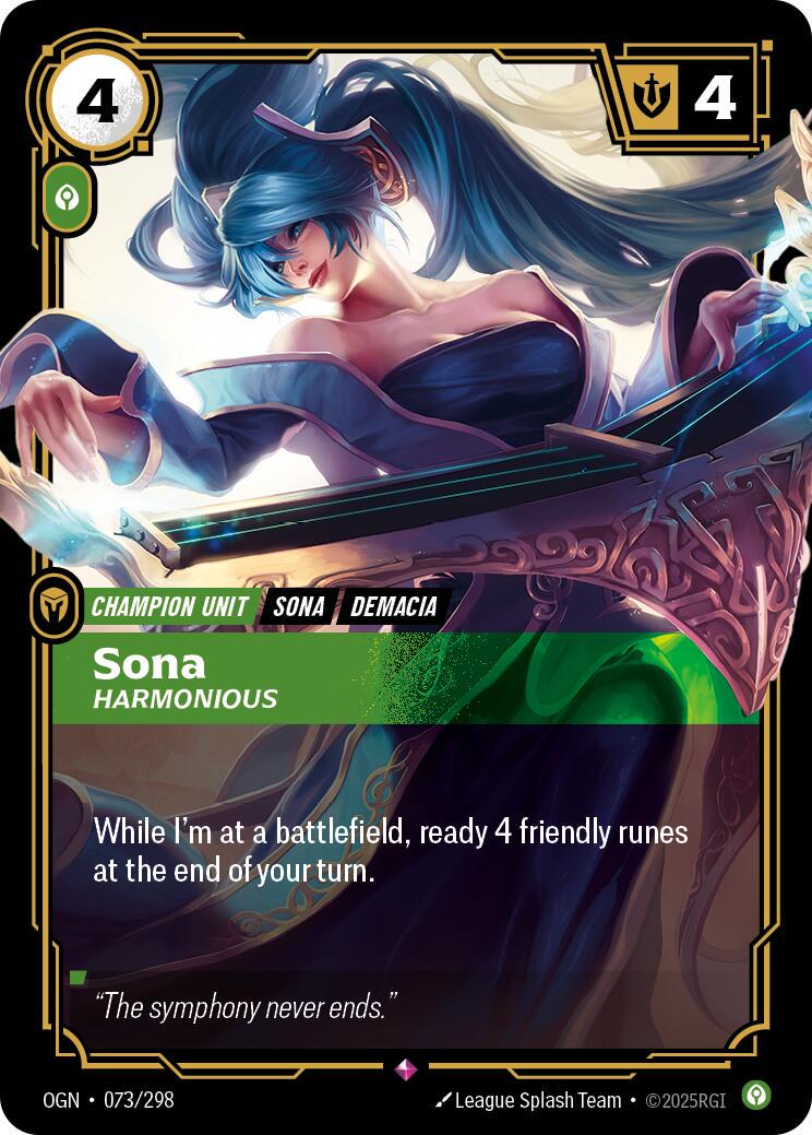 Sona - Harmonious 73 - Riftbound League of Legends OGN kart görseli