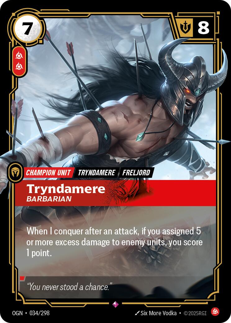 Tryndamere - Barbarian 34 - Riftbound League of Legends OGN kart görseli