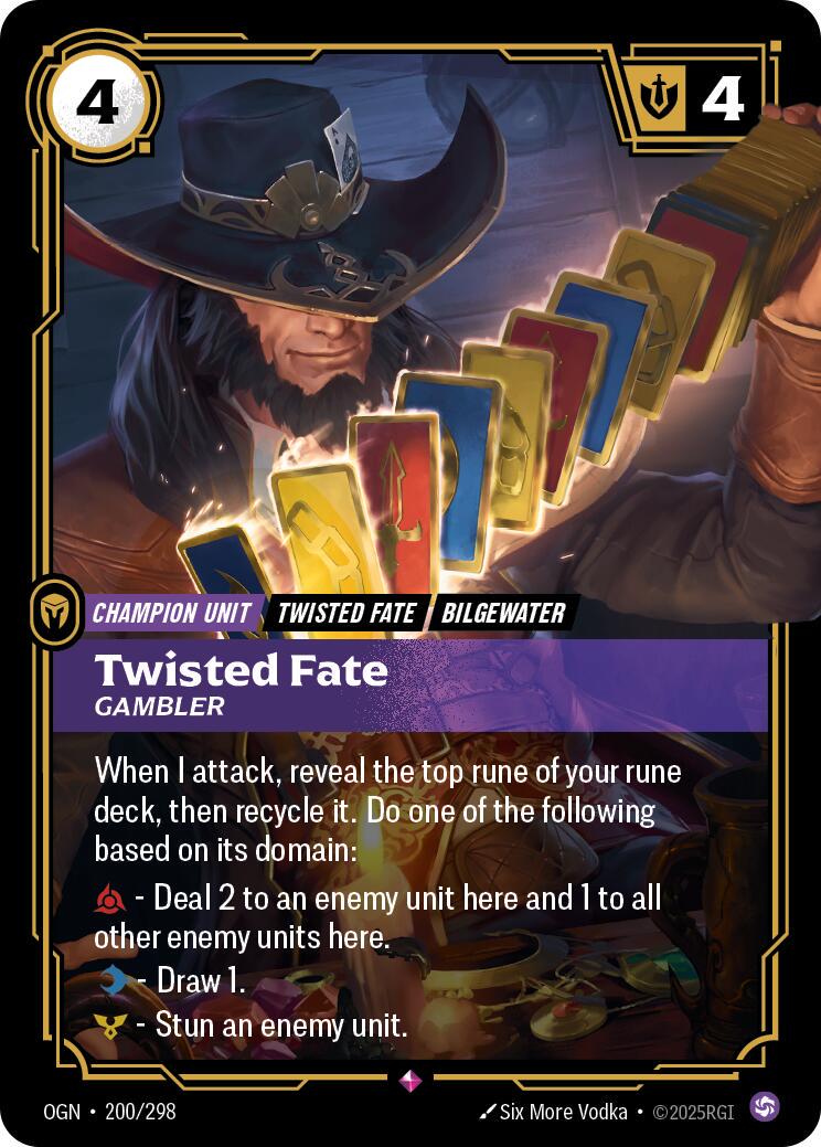 Twisted Fate - Gambler 200 - Riftbound League of Legends OGN kart görseli
