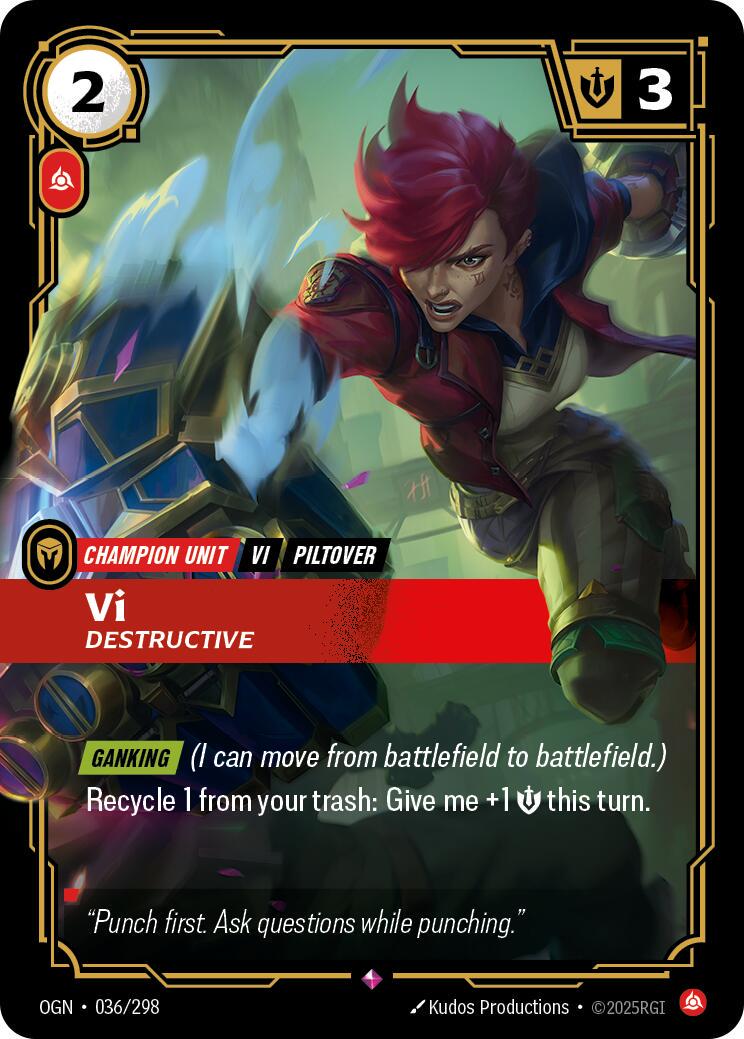 Vi - Destructive 36 - Riftbound League of Legends OGN kart görseli