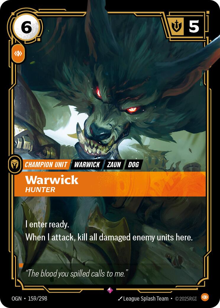 Warwick - Hunter 159 - Riftbound League of Legends OGN kart görseli