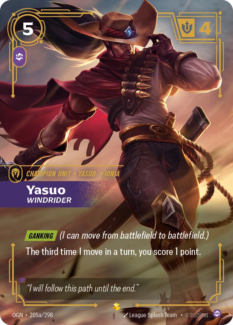 Yasuo - Windrider 205a - Riftbound League of Legends OGN kart görseli