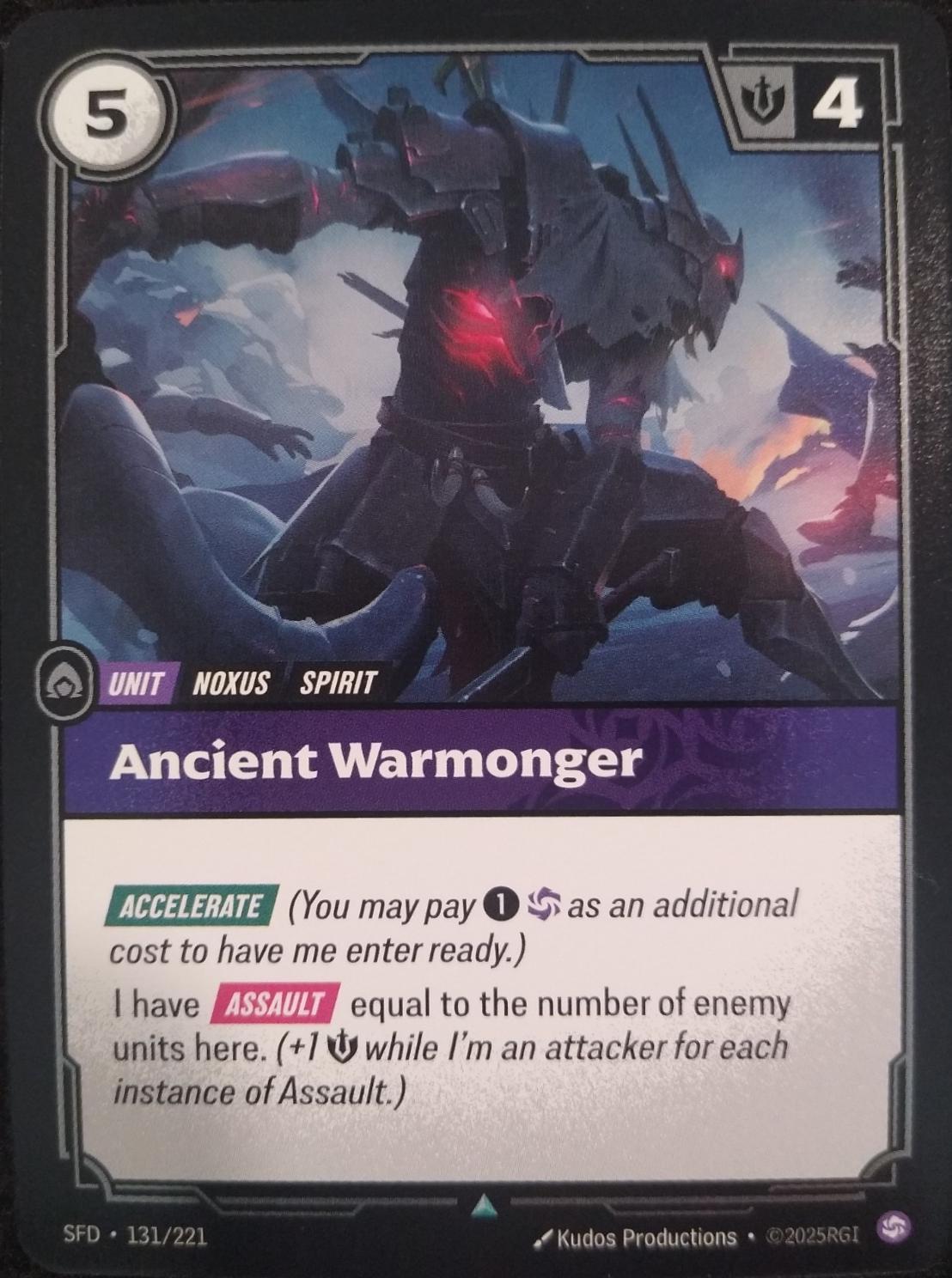 Ancient Warmonger 131 - Riftbound League of Legends SFD kart görseli