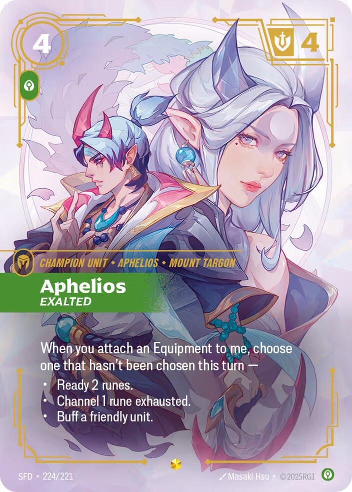 Aphelios - Exalted 224 - Riftbound League of Legends SFD kart görseli