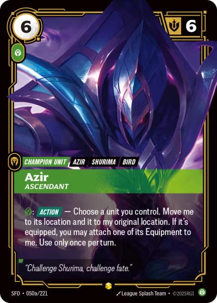 Azir - Ascendant 50a - Riftbound League of Legends SFD kart görseli