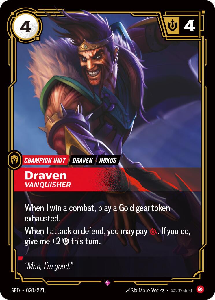 Draven - Vanquisher 20 - Riftbound League of Legends SFD kart görseli