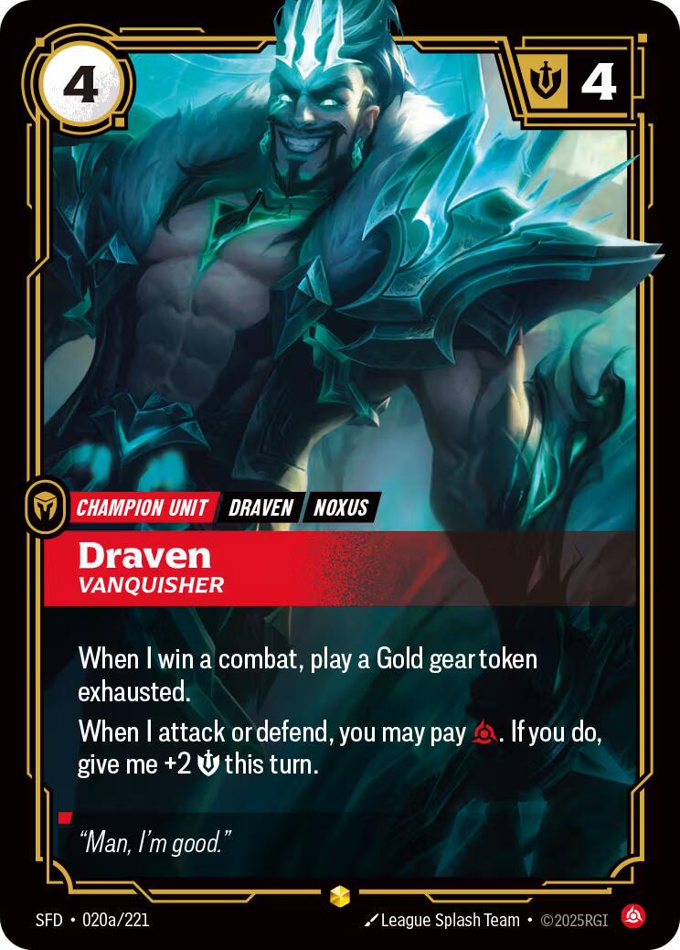 Draven - Vanquisher 20a - Riftbound League of Legends SFD kart görseli