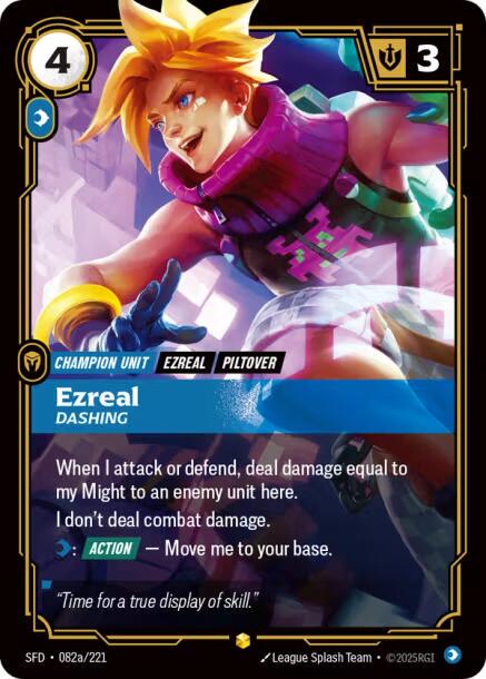 Ezreal - Dashing 82a - Riftbound League of Legends SFD kart görseli