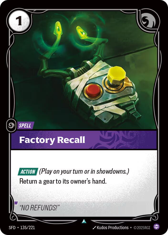 Factory Recall 135 - Riftbound League of Legends SFD kart görseli