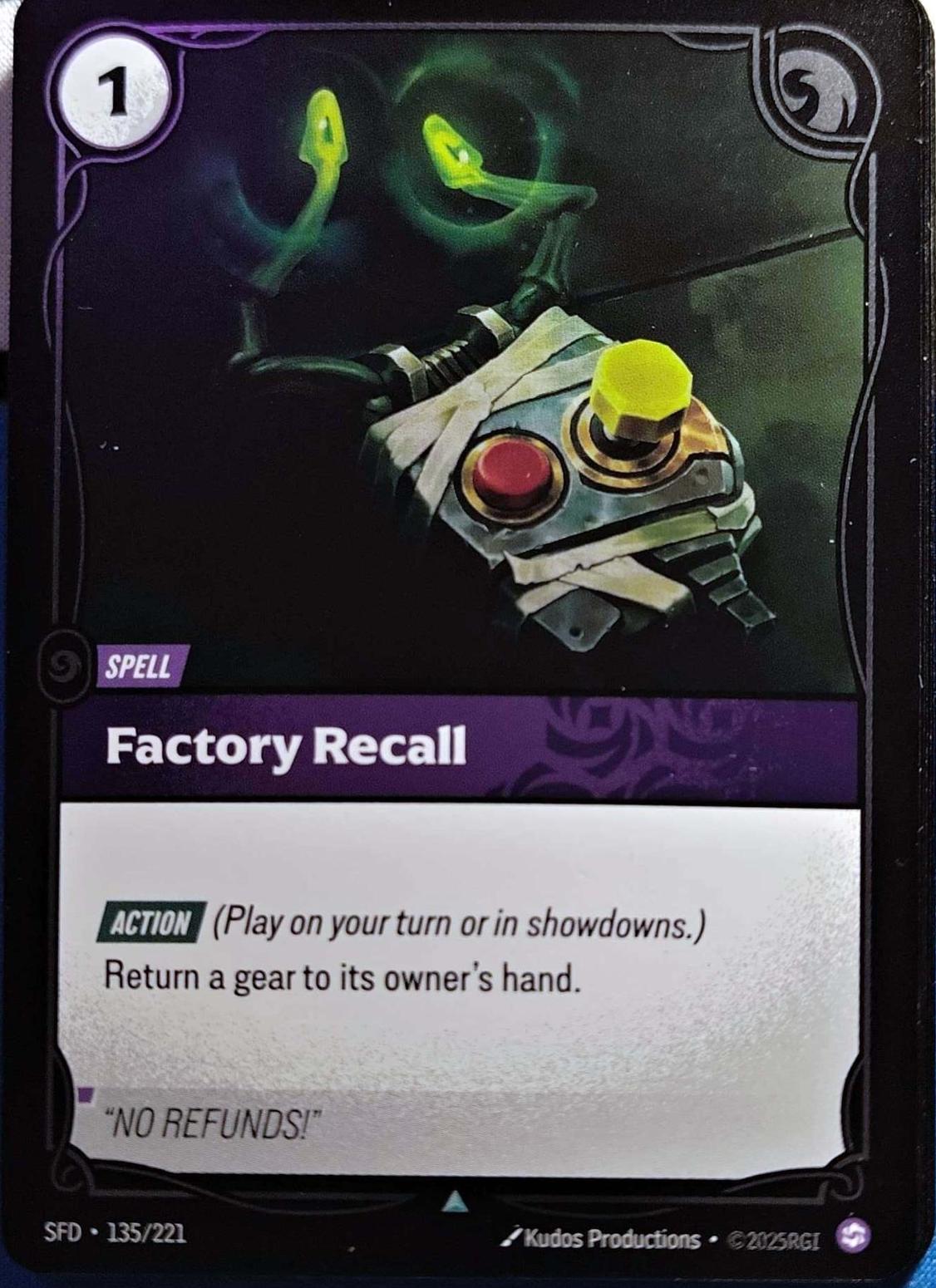 Factory Recall 135 - Riftbound League of Legends SFD kart görseli